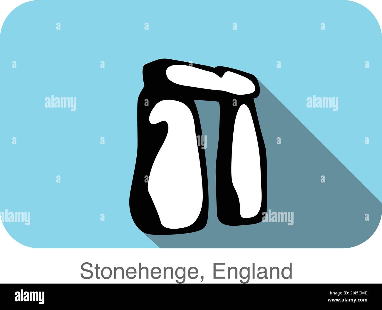 Stonehenge, England, berühmtes Wahrzeichen flaches Icon-Design, Element der britischen Kultur-Ikonen, berühmter landschaftlicher Ort Stock Vektor
