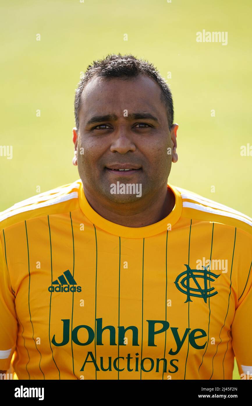 Foto vom 31-03-2022 von Samit Patel, der seine langjährige Zusammenarbeit mit Nottinghamshire mit der Unterzeichnung einer einjährigen Vertragsverlängerung fortgesetzt hat. Ausgabedatum: Dienstag, 12. April 2022. Stockfoto