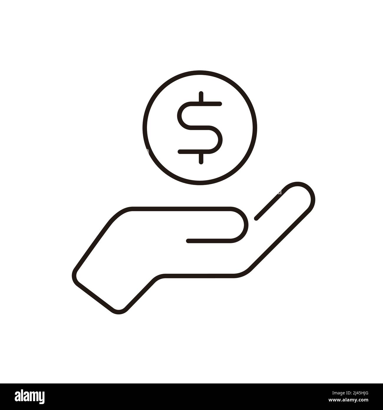 Hand halten Münze Vektor-Symbol Stock Vektor