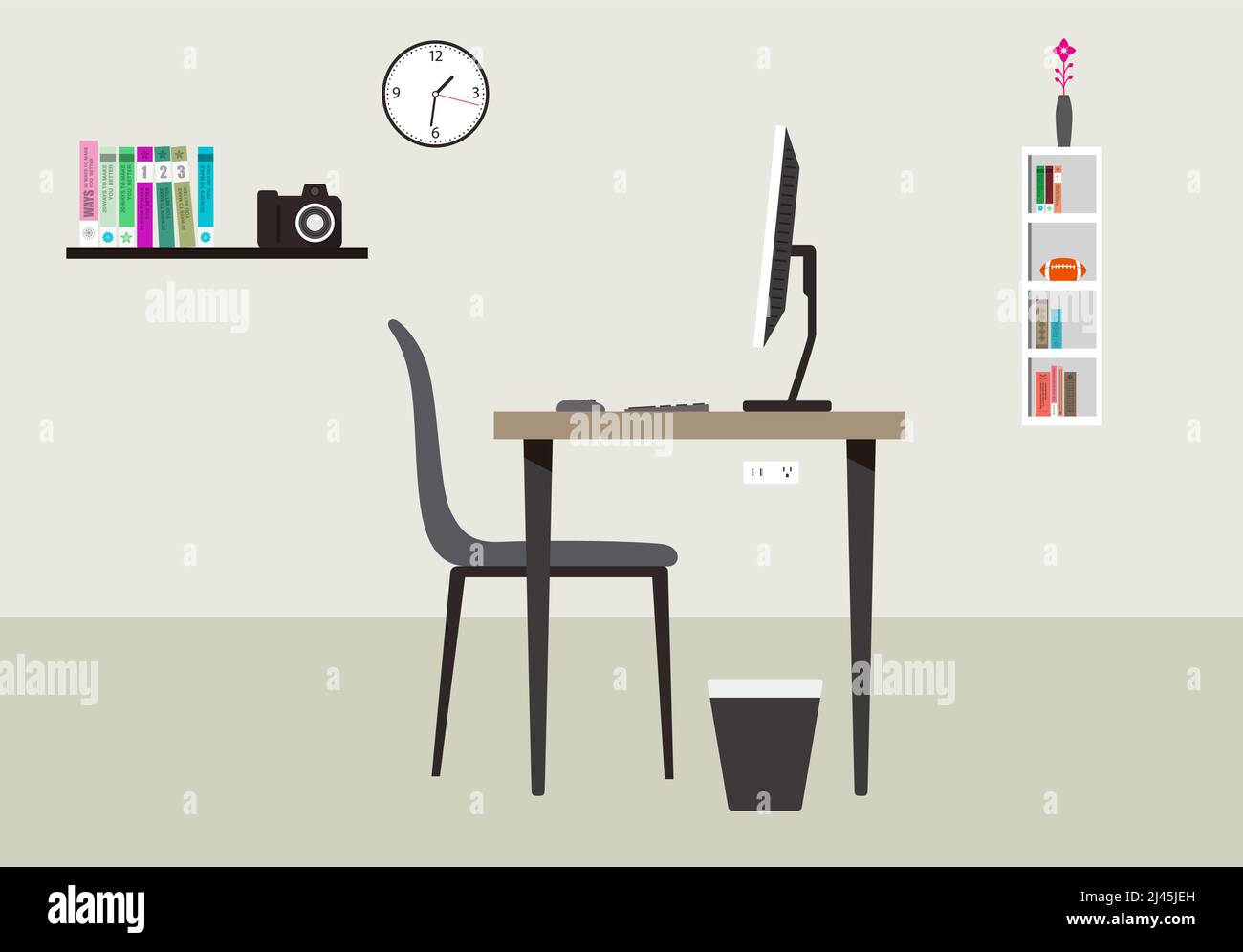 Schreibtisch mit Computer und andere Dinge, Vector Illustration Stock Vektor