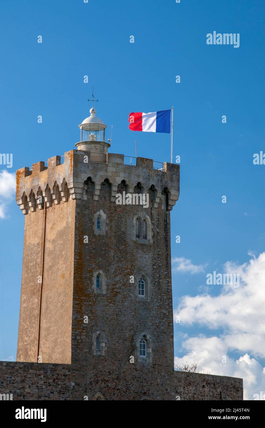 Arundel-Turm (14.. Jahrhundert), heute Leuchtturm und Meeresmuseum, Viertel La Chaume, Les Sables d’Olonne, Vendee (85), Region Pays de la Loire, Frankreich Stockfoto