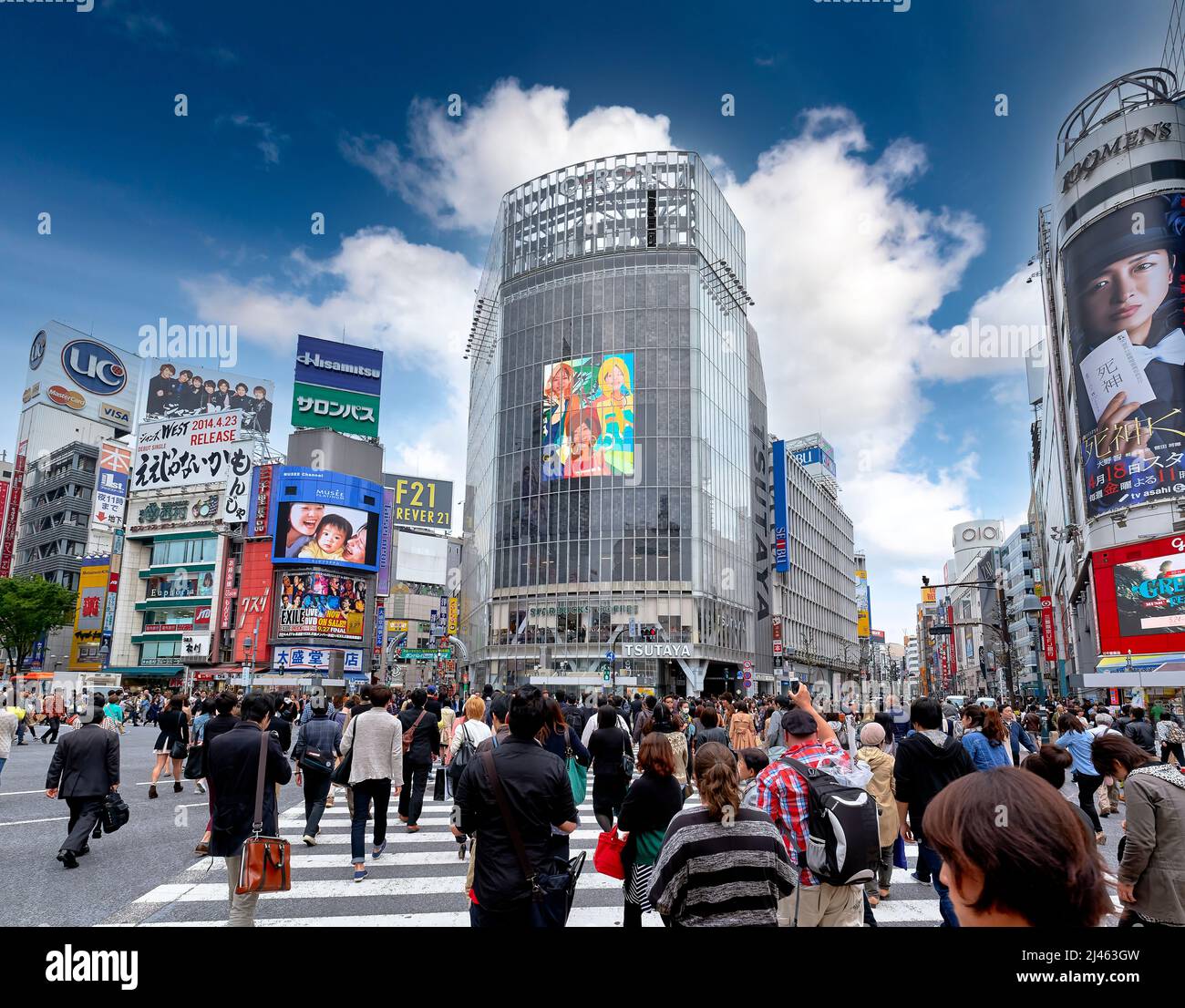 Japan. Tokio. Shibuya Crossing zur Hauptverkehrszeit Stockfoto