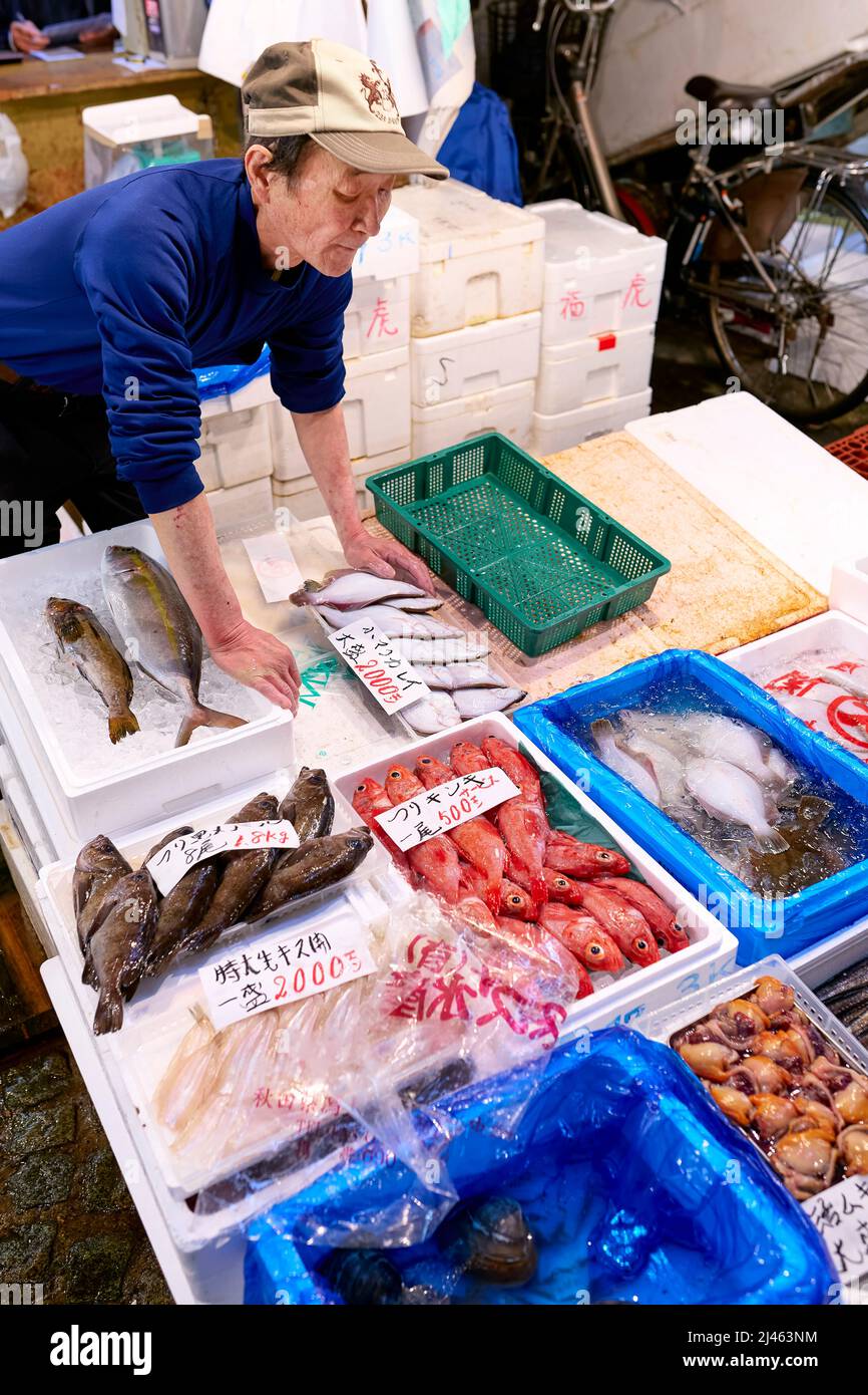 Japan. Tokio. Der Fischmarkt Stockfoto