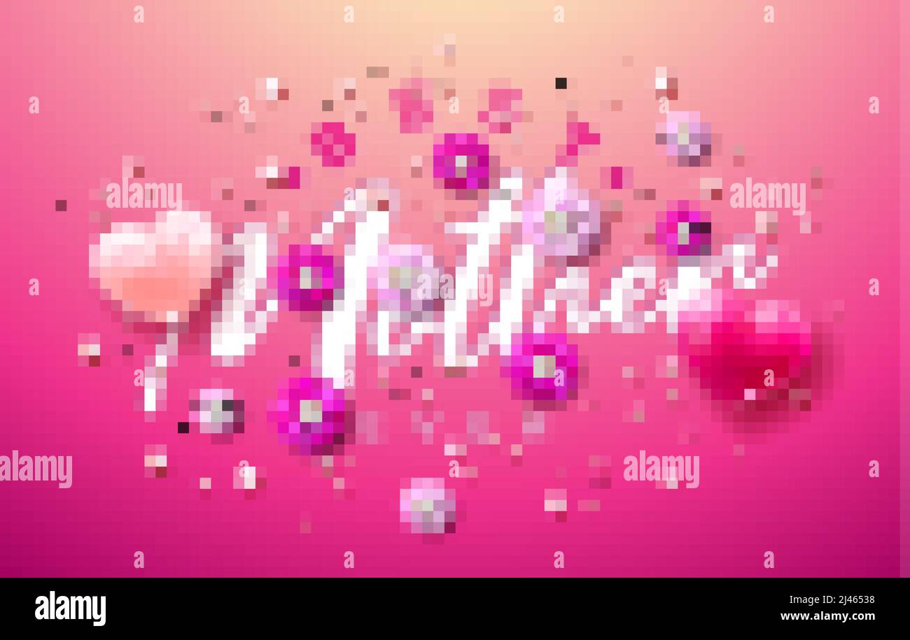 Happy Mother's Day Illustration mit Frühlingsblume, Herz und Best Mother Ever Typography Schriftzug auf rosa Hintergrund. Vektor Mama Tag Design für Stock Vektor