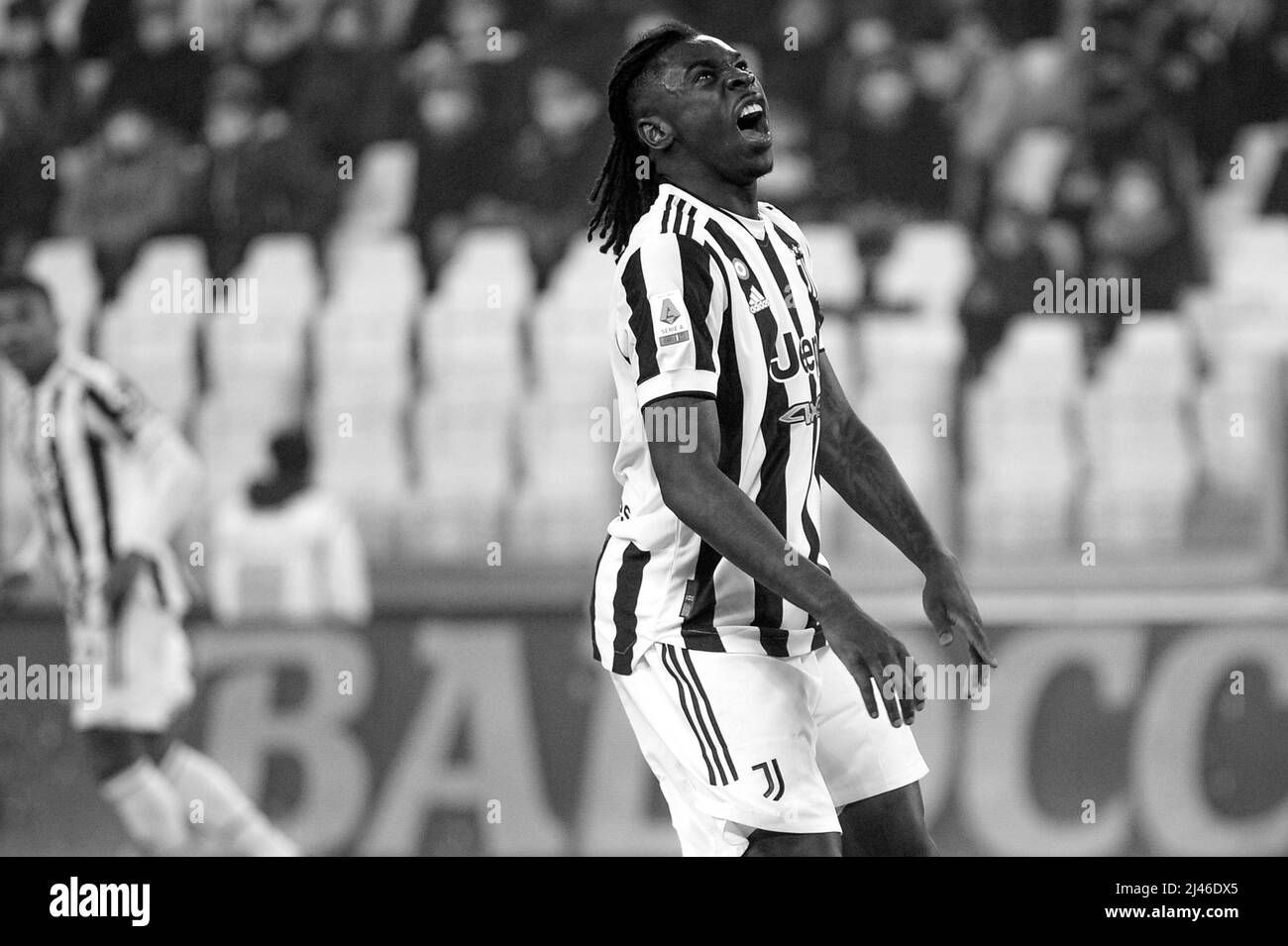 Moise Kean von Juventus FC Enttäuschung während des Serie-A-Fußballmatches zwischen Juventus FC und Cagliari calcio im Allianz Stadium am 21. Dezember Stockfoto
