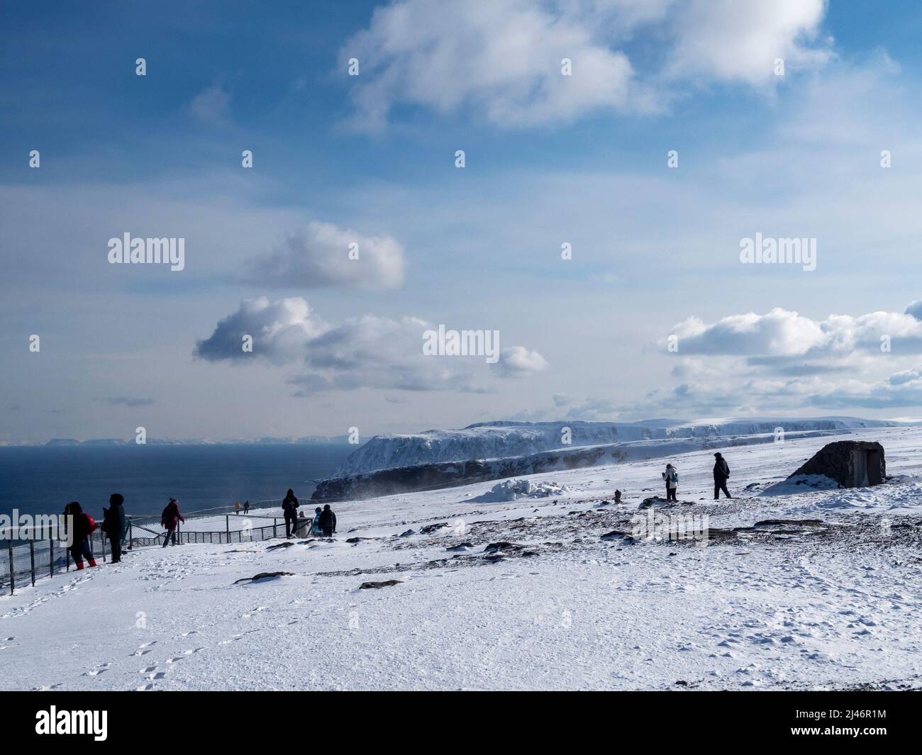 Clifftop-Landschaft am Nordkap, Finnmark, Nordnorwegen Stockfoto