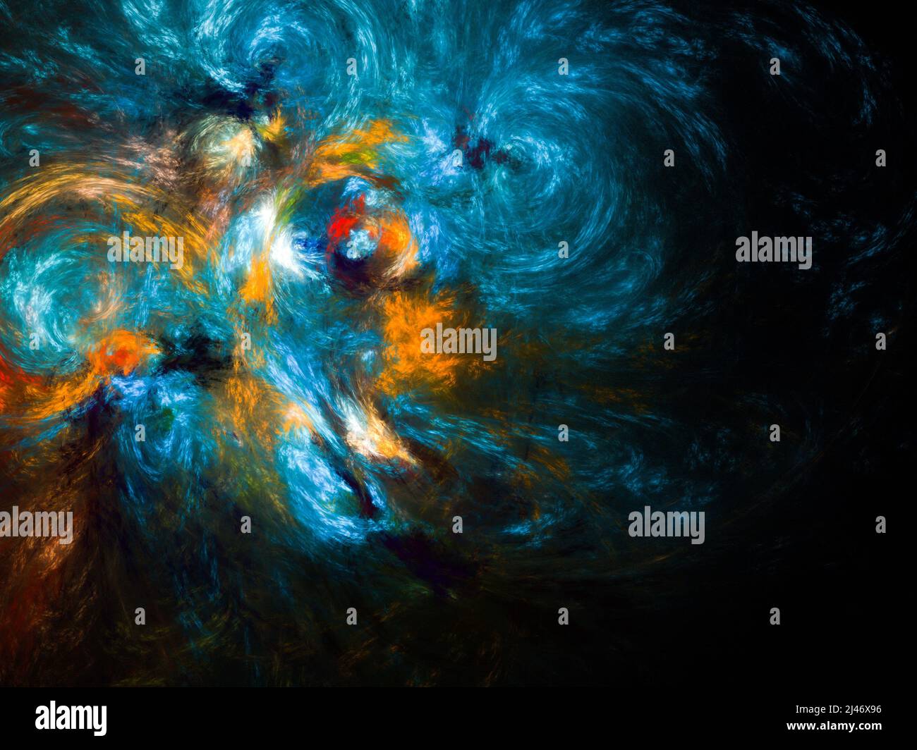 Abstrakter fraktaler Kunsthintergrund, suggestiv an Astronomie und Nebel. Computergenerierte fraktale Illustration Art Wallpaper Stockfoto
