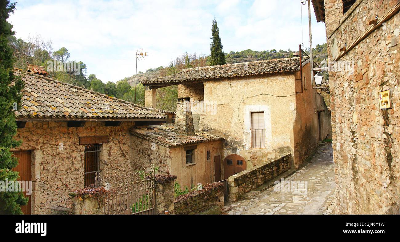 Blick auf Mura, Bages Region, Provinz Barcelona, Katalonien, Spanien, Europa Stockfoto