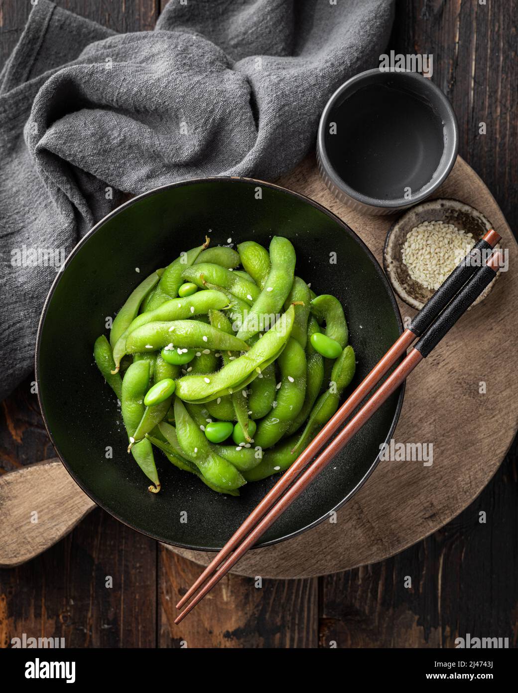 Gedämpfte Edamame-Bohnen Stockfoto