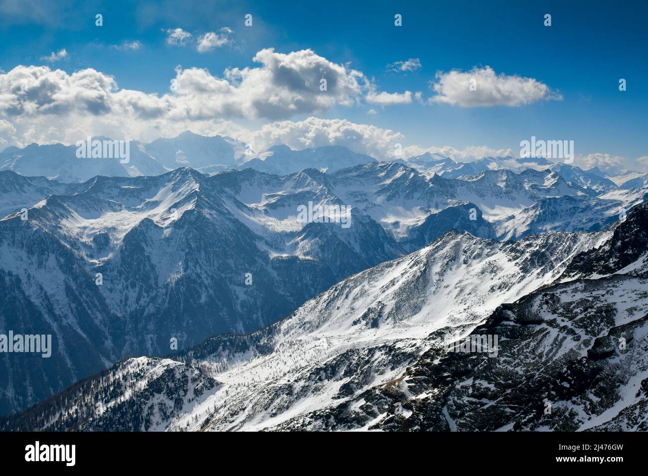 Skigebiet Pejo Fonti, Nationalpark Stilfser Joch, Trentino, Alpen Italien. Stockfoto
