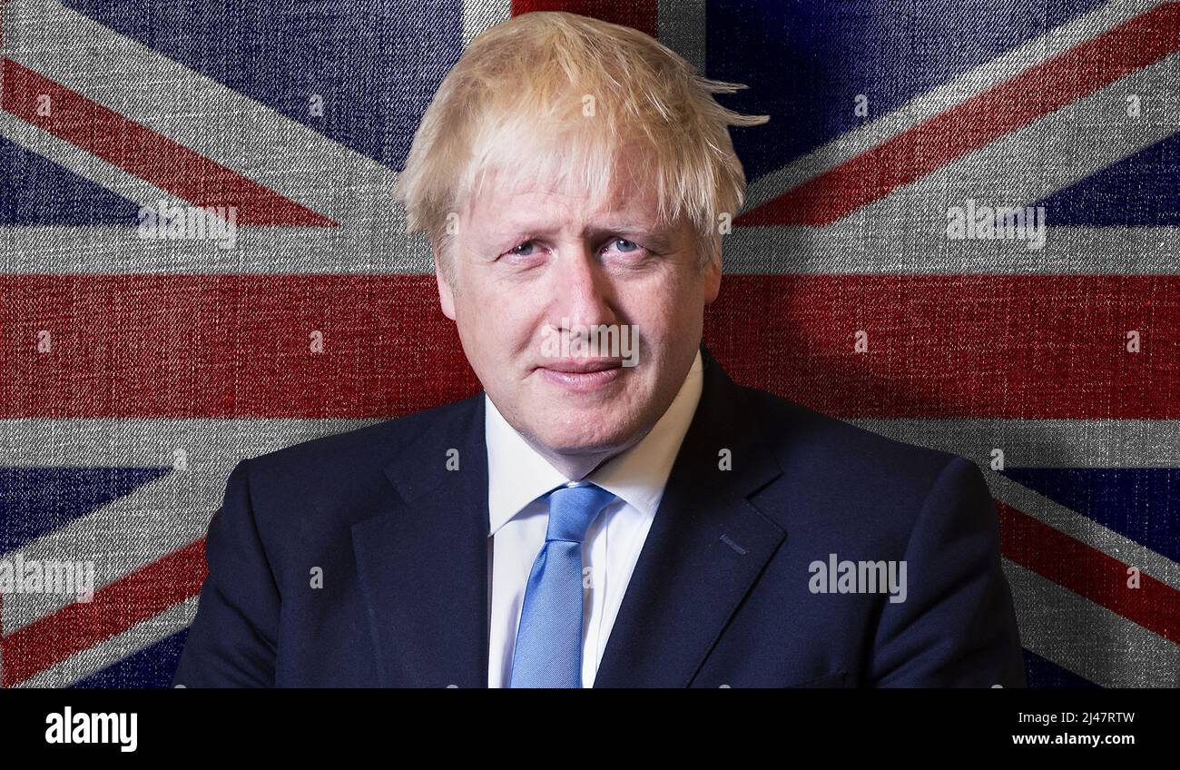 Boris Johnson und britische Flagge (UK) Stockfoto