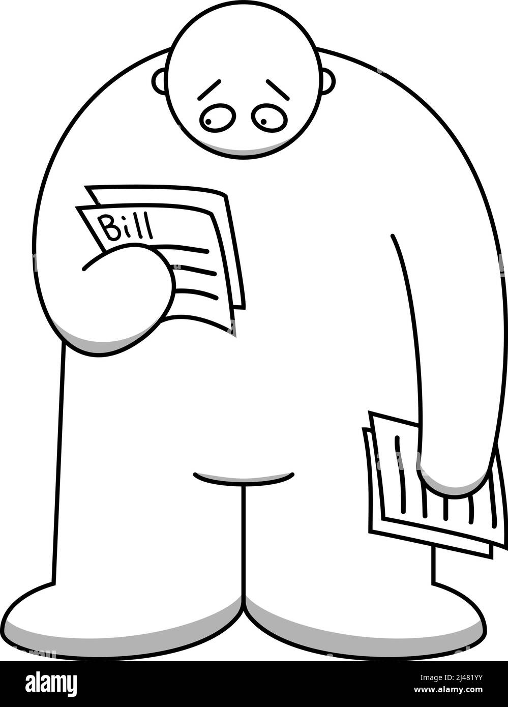 Zeichnung eines Mannes, der Rechnungen ansieht Stock Vektor