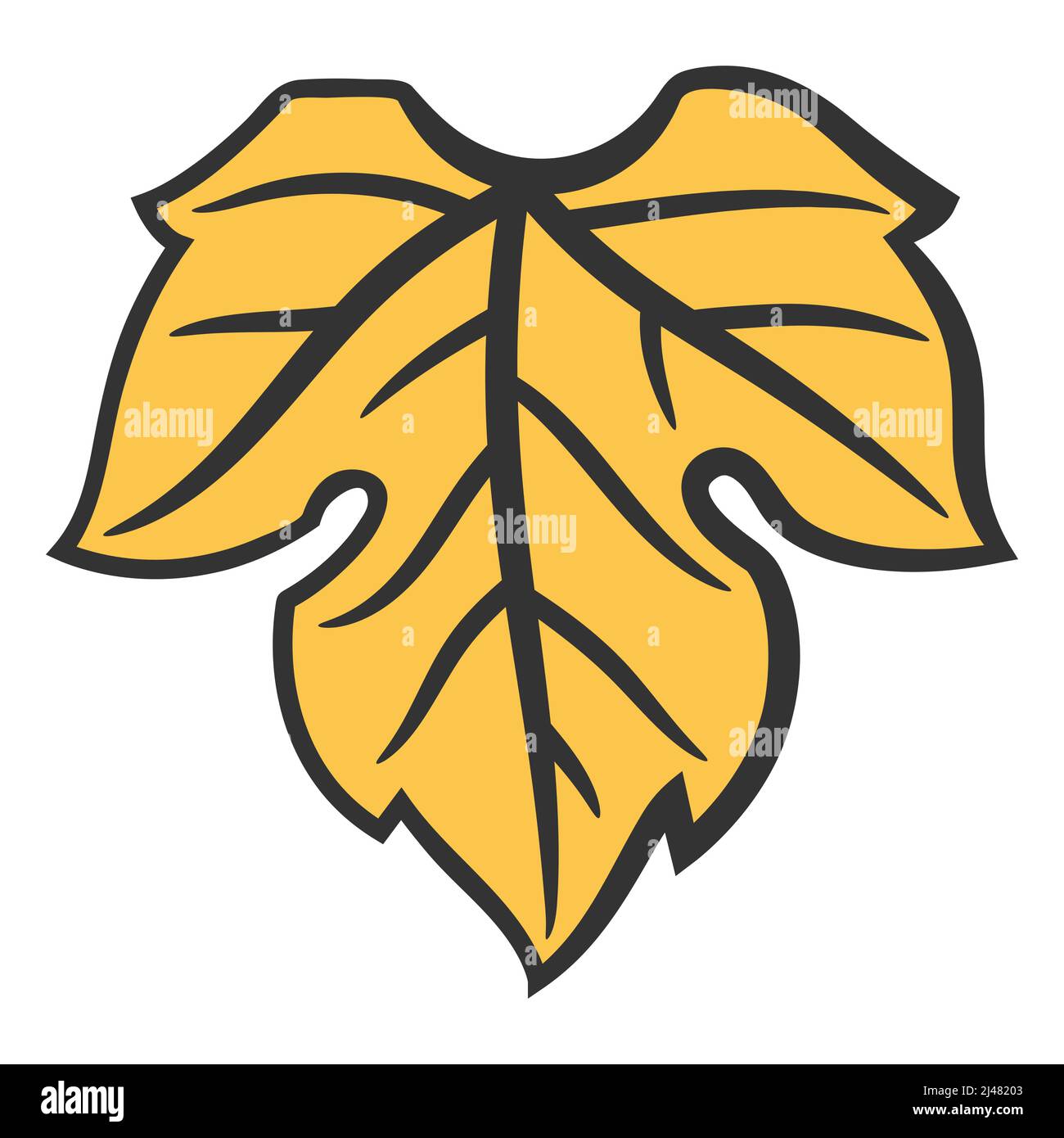 Illustration des Traubenblattes. Bild der Weinkellerei für Restaurants und Bars. Stock Vektor