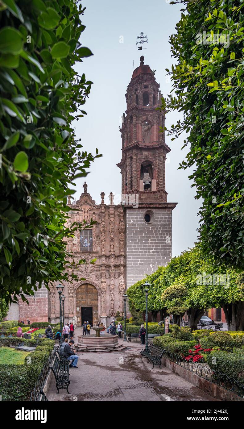 San Miguel de Allende, Mexiko - Dezember 21,2012. Kathedrale von Tepoztlán Templo de San Francisco Javier im Bundesstaat Querétaro in Zentralmexiko. Stockfoto