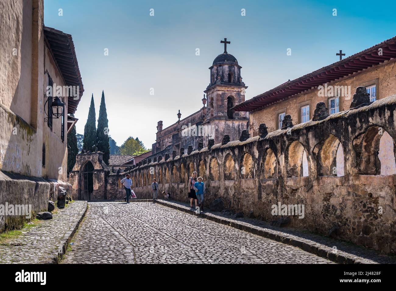 Tempel des Tabernakels im Zentrum von Patzcuaro Stockfoto