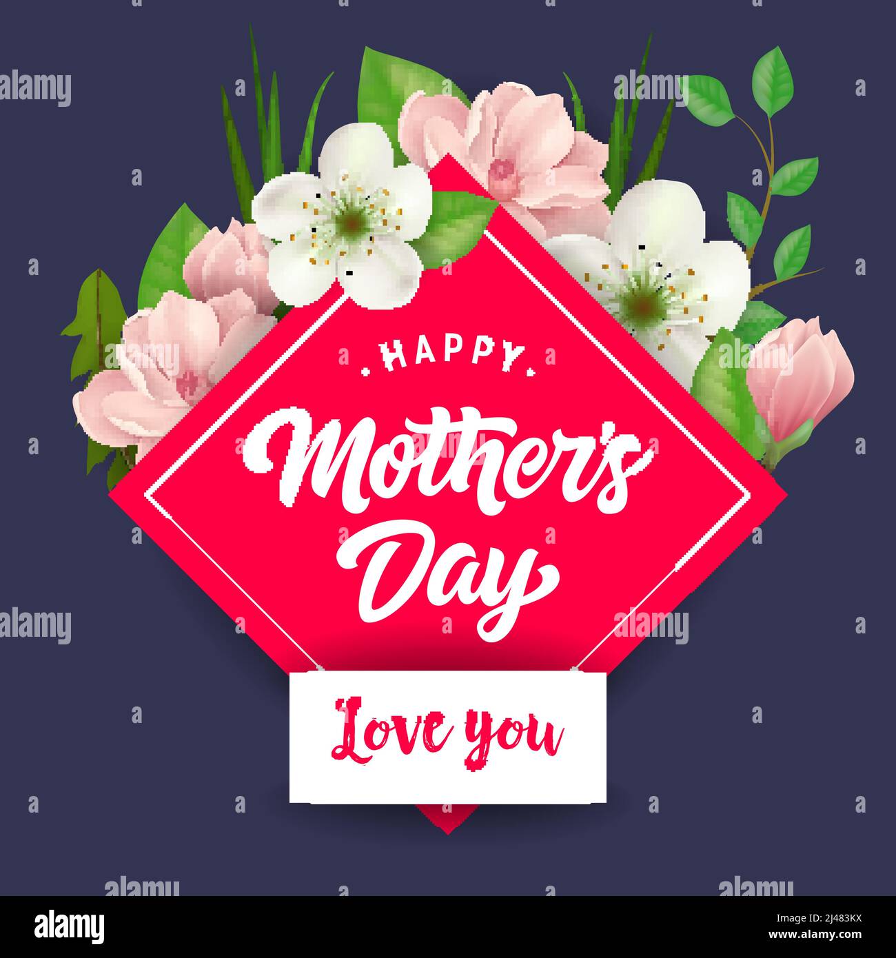 Happy Mothers Day I Love You Schriftzug. Grußkarte zum Muttertag. Handgeschriebener Text, Kalligraphie. Für Grußkarte, Einladung, Poster, Broschüre oder b Stock Vektor