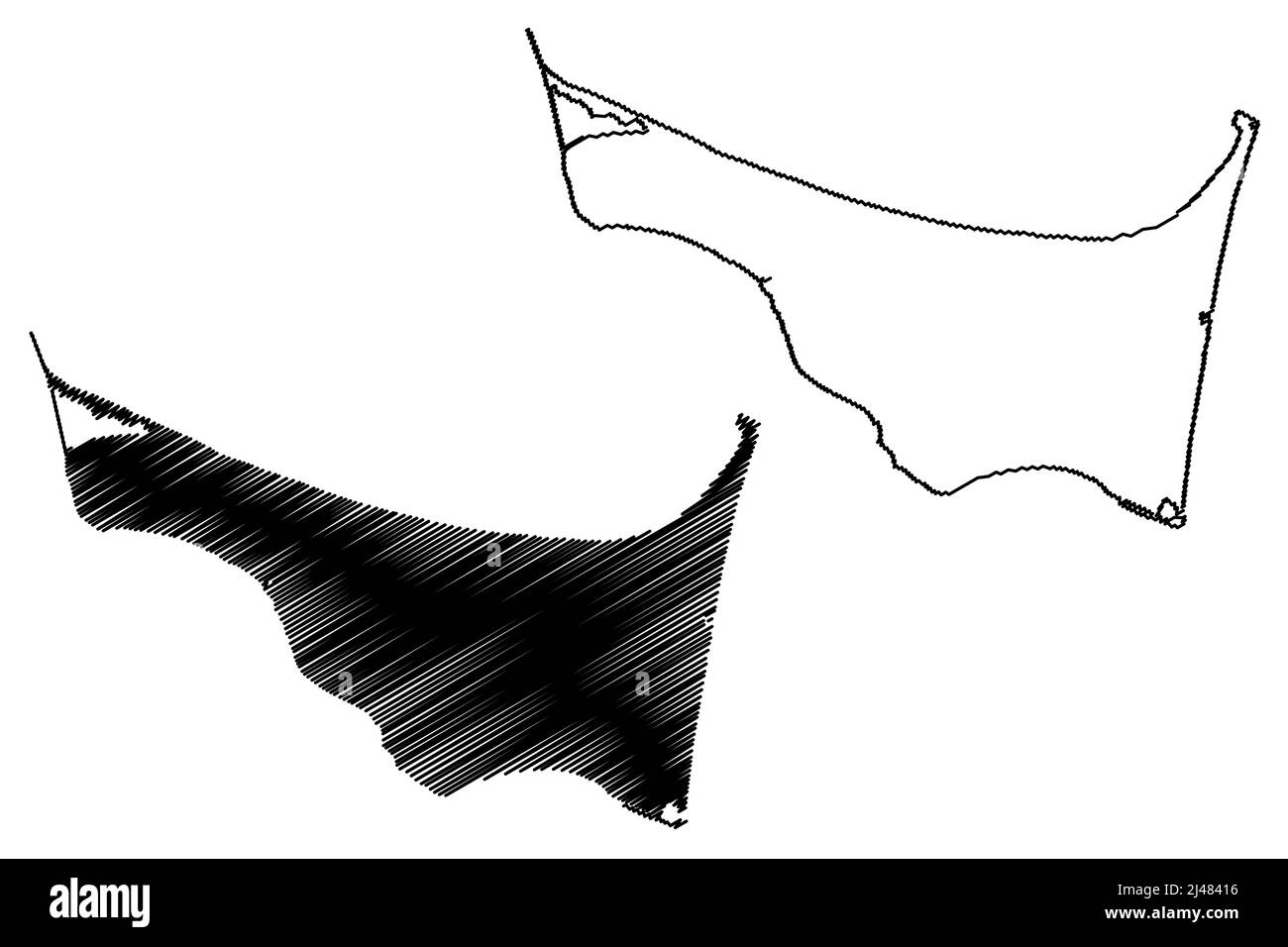 Sobieszewo-Insel (Republik Polen, Danzig-Bucht, Ostsee) Kartenvektordarstellung, Scribble-Skizze Sobieszewo-Karte Stock Vektor