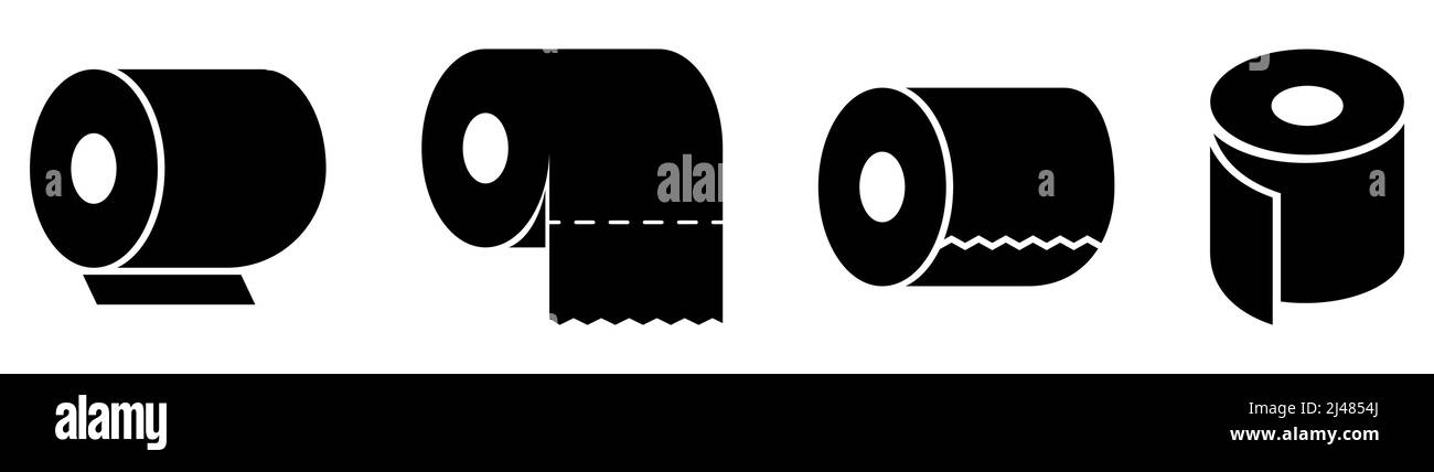 Symbol für schwarzes Toilettenpapier. Vektordarstellung auf weißem Hintergrund isoliert Stock Vektor