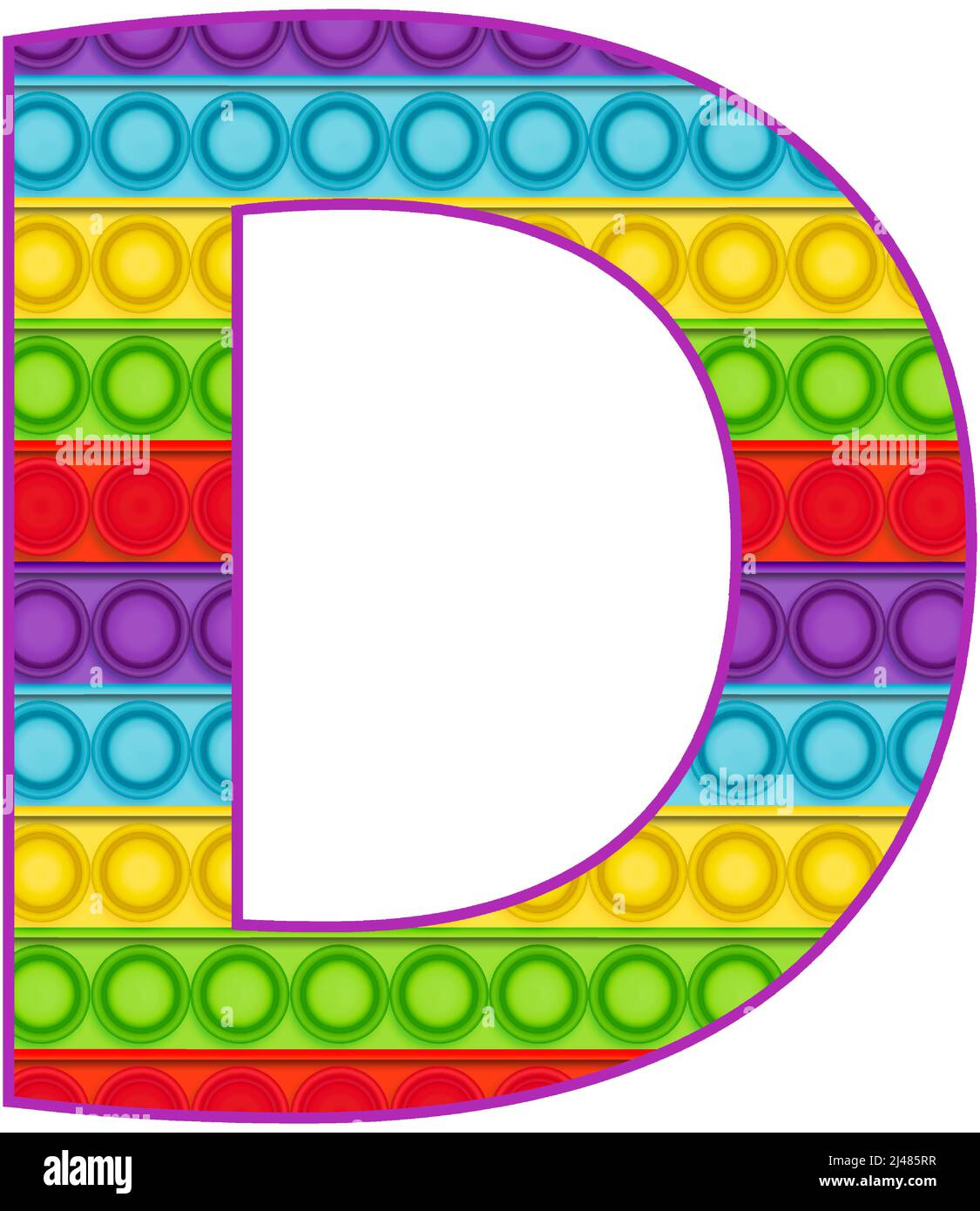 Bright lustige Pop it Alphabet. Pop ist ein Sinnesspielzeug für Kinder in Regenbogenfarbe. Helle Buchstaben einfaches Dimple. Stock Vektor