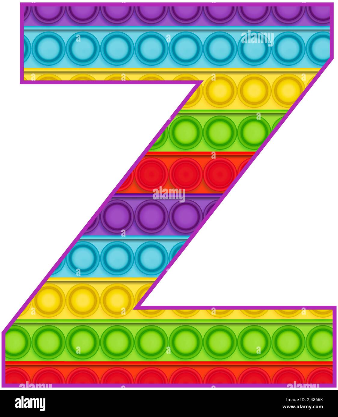 Bright lustige Pop it Alphabet. Pop ist ein Sinnesspielzeug für Kinder in Regenbogenfarbe. Helle Buchstaben einfaches Dimple. Stock Vektor