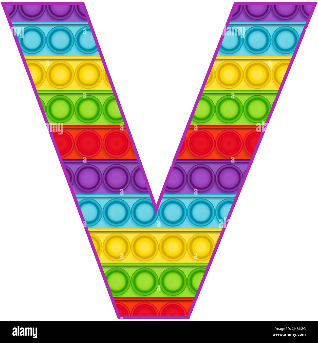 Bright lustige Pop it Alphabet. Pop ist ein Sinnesspielzeug für Kinder in Regenbogenfarbe. Helle Buchstaben einfaches Dimple. Stock Vektor