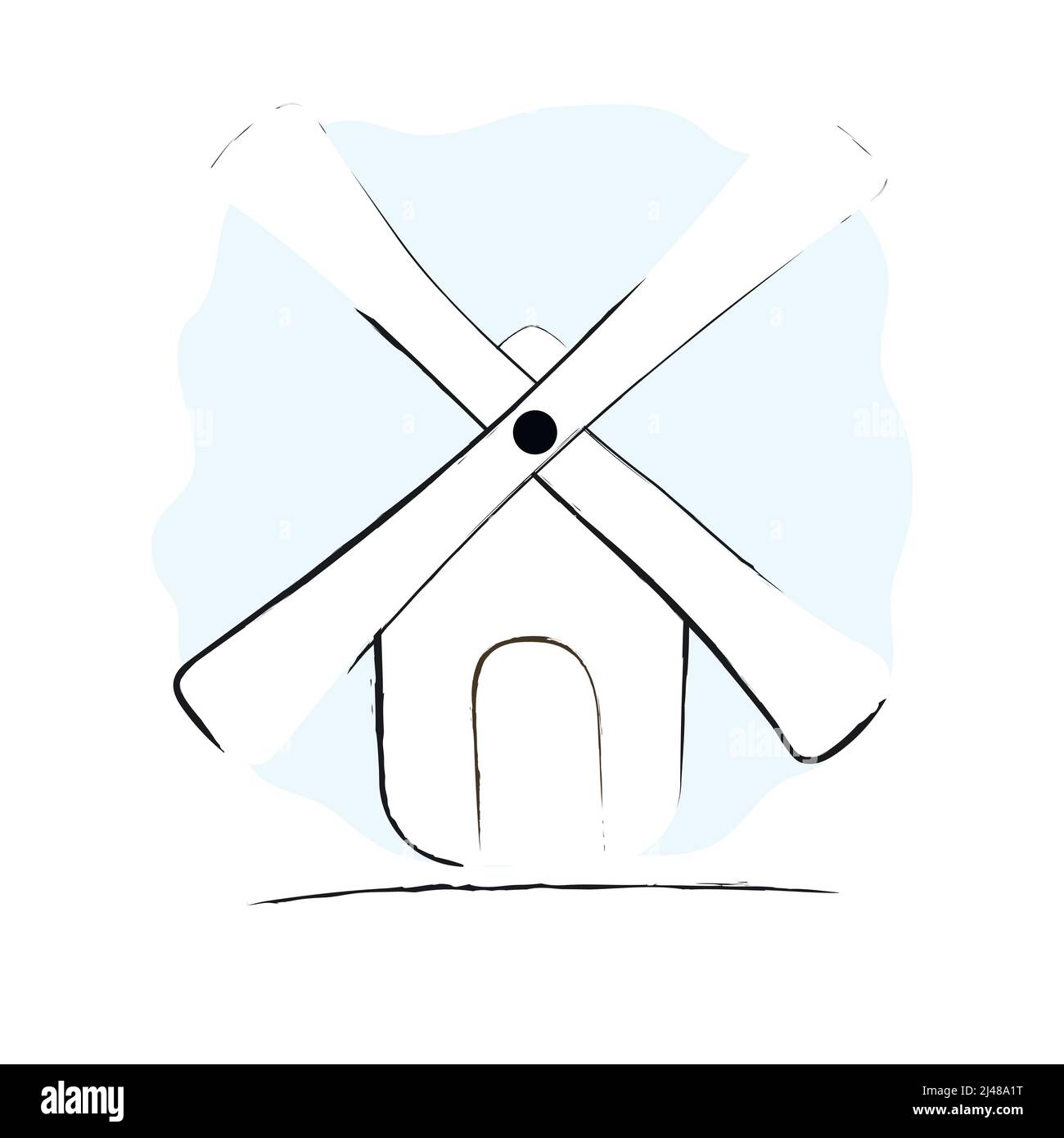 Symbol für handgezeichnete Mühle im Vektor. Symbol „Doodle Mill“ im Vektor. Vektor-Doodle von alten Mühle Stock Vektor