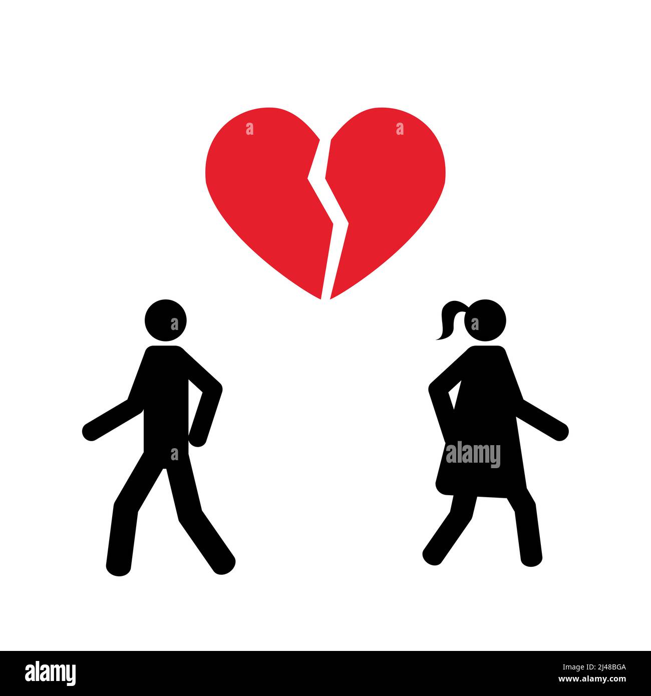 Trennung Scheidung Piktogramm Info Grafik mit gebrochenem Herzen Symbol Stock Vektor