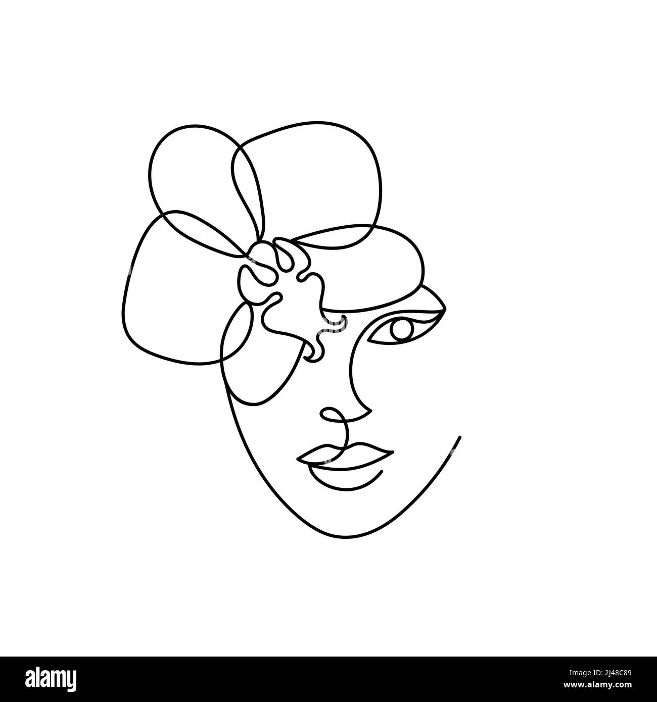 Gesicht einer abstrakten Frau mit einer Blume. Stock Vektor