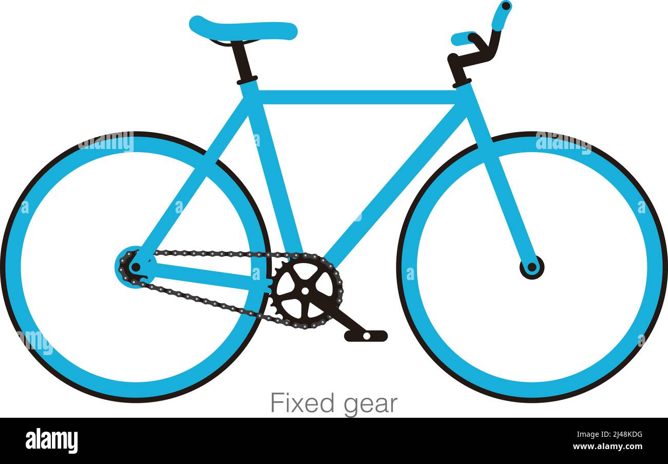 Einfache flache Fahrrad-Vektor-Illustration mit festem Zahnrad Stock Vektor