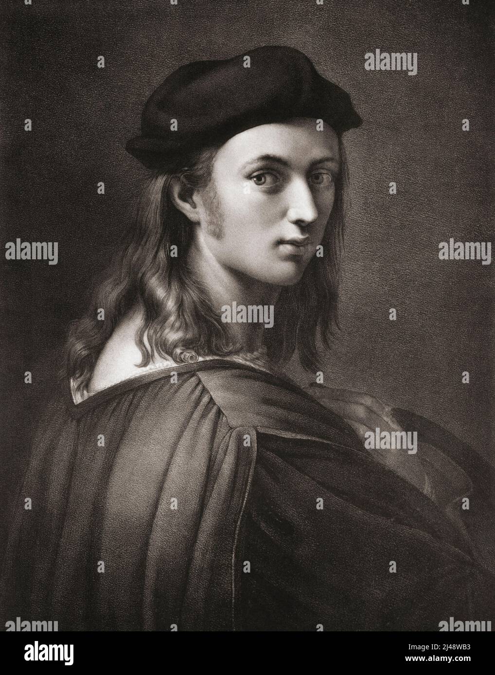 Bindo Altoviti, 1491 - 1557. Italienischer Bankier und Mäzen der Künste, gestochen von Ferdinand Piloty nach dem Gemälde von Rafael Sanzio da Urbino oder Raphael. Stockfoto