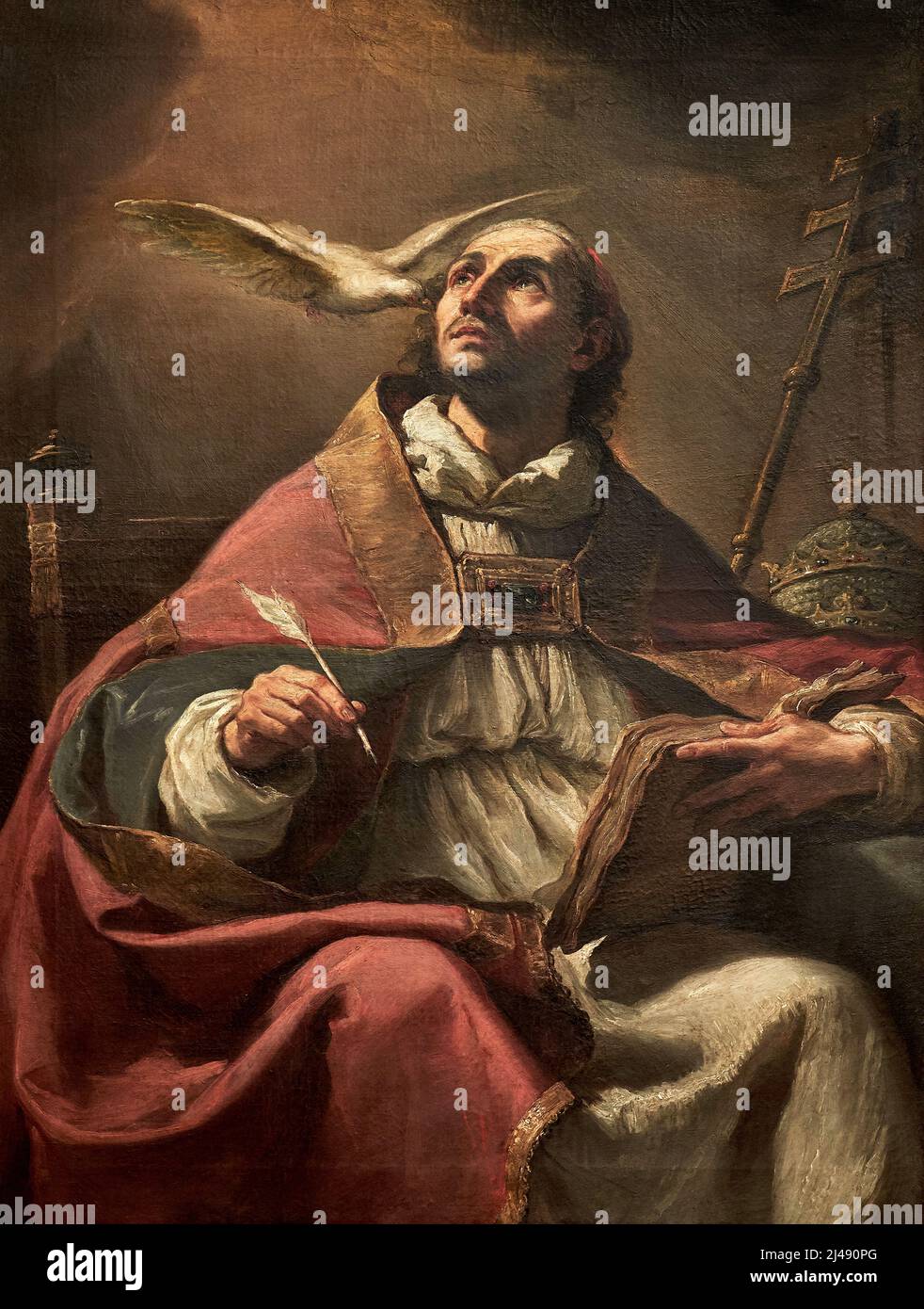 San Gregorio Magno - olio su tela - Ubaldo Gandolfi - XVIII secolo - Bologna, Quadreria di Palazzo Rossi Poggi Marsili Stockfoto