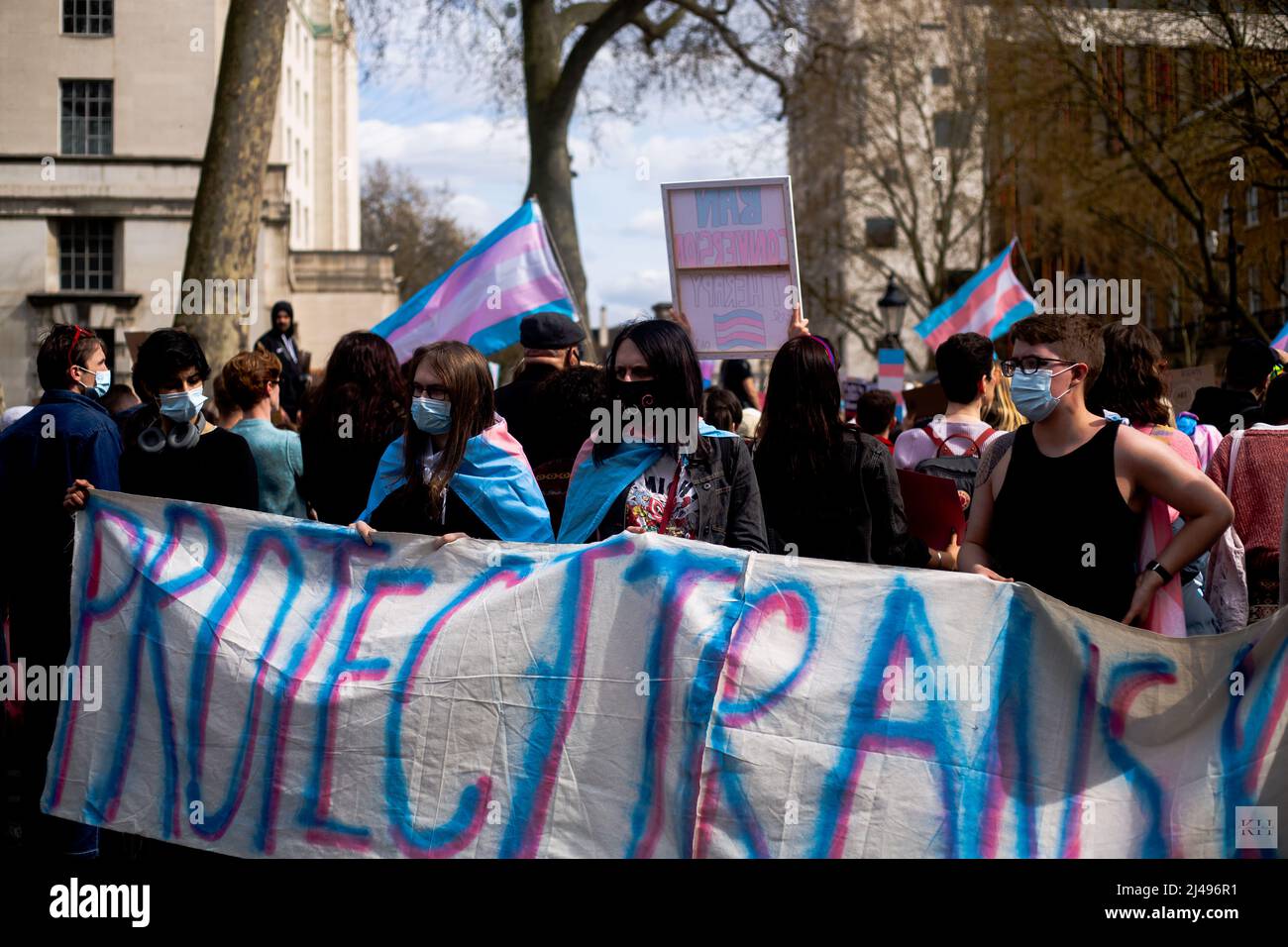 „Ban Conversion Therapy for all“ - The Trans Rights Protest London, April 2022 Stockfoto