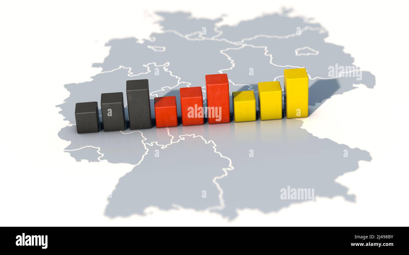 Deutschland Trend - Balkendiagramm in Schwarz, Rot, Gold Stockfoto