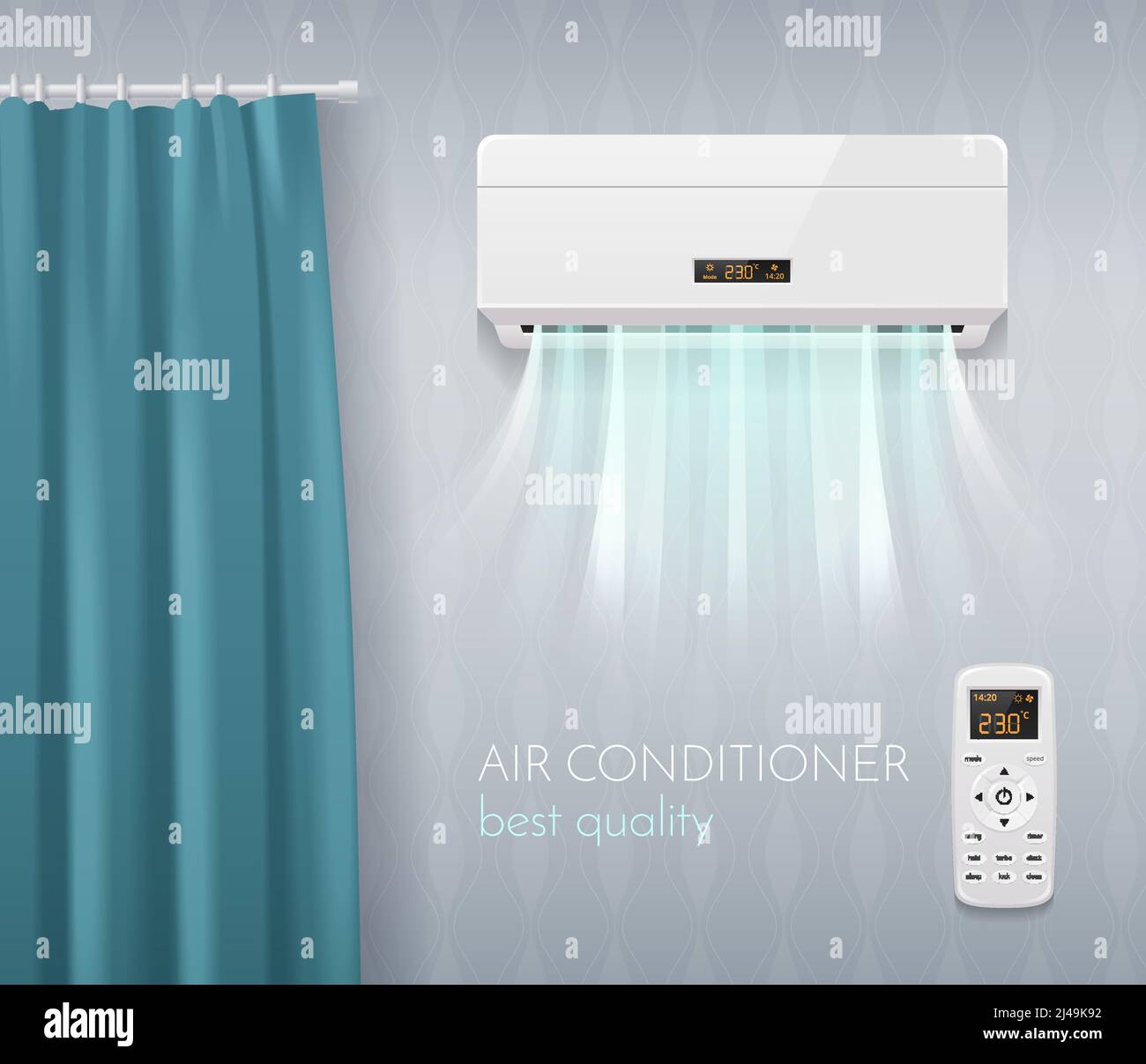 Klimaregelung Poster mit Klimaanlage Technologie Symbole realistische Vektor Abbildung Stock Vektor