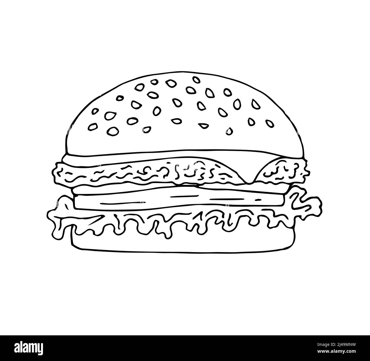 Vektor Hand gezeichnete Doodle Skizze skizzieren Käse Burger isoliert auf weißem Hintergrund Stock Vektor