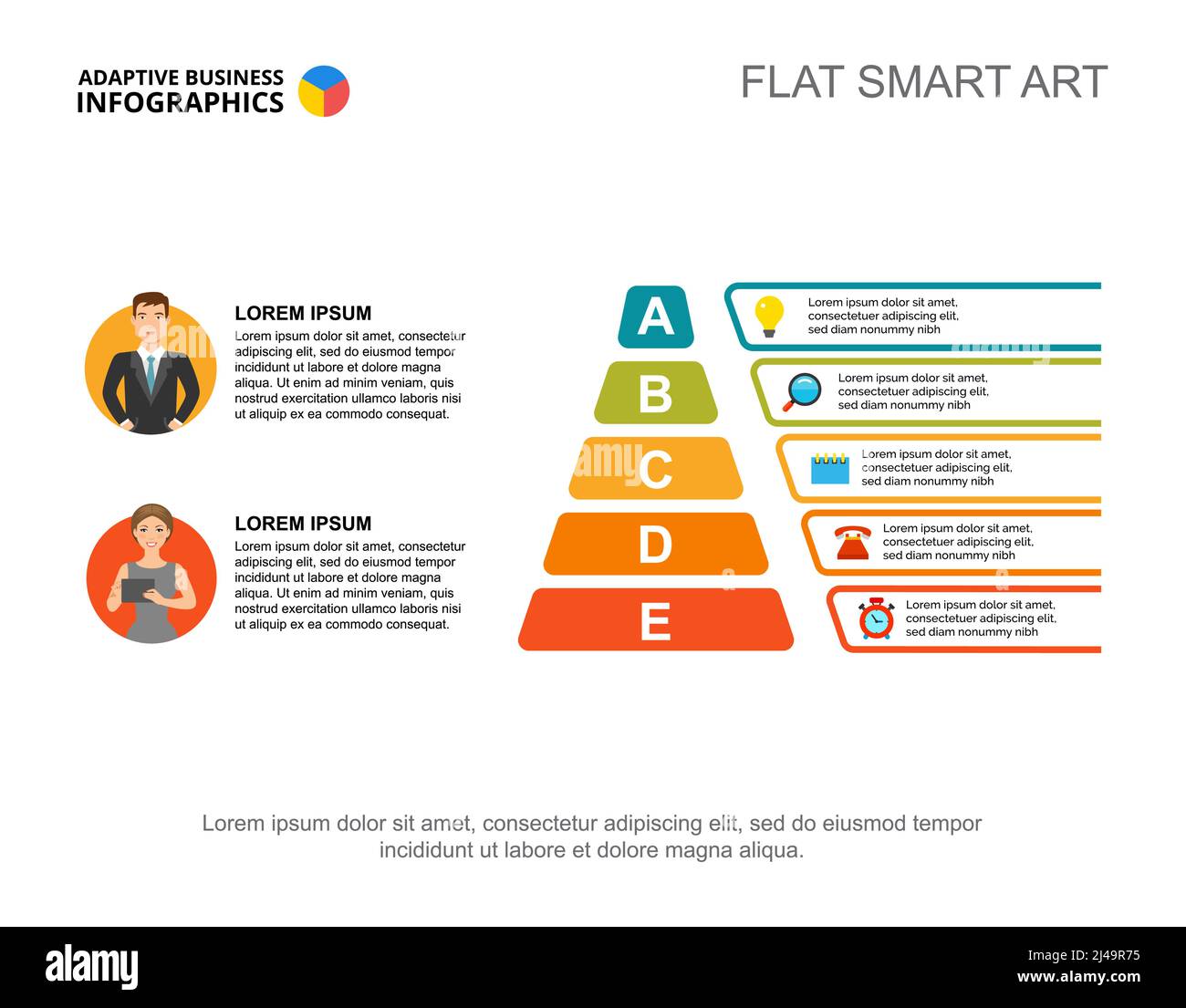Zwei Partner verarbeiten die Diagrammvorlage zur Präsentation. Visualisierung von Geschäftsdaten. Strategie, Team, Planung, Teamwork oder Marketing kreatives Konzept Stock Vektor