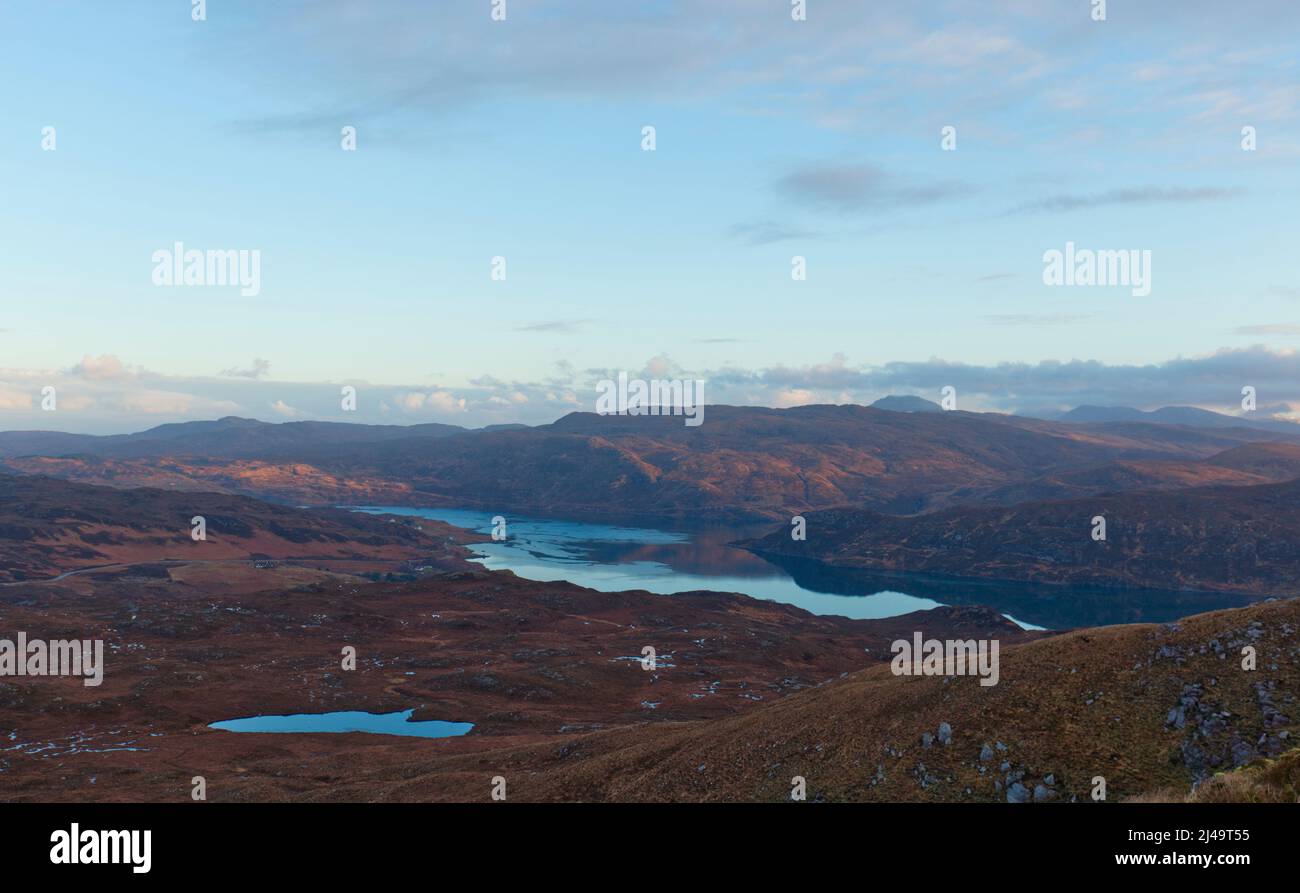 Loch Glencoul Winter Sunrise, Sutherland Stockfoto
