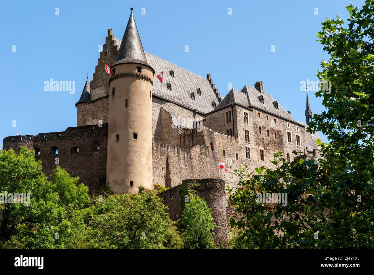 Schloss Vianden, Vianden, Luxemburg, Europa. Stockfoto