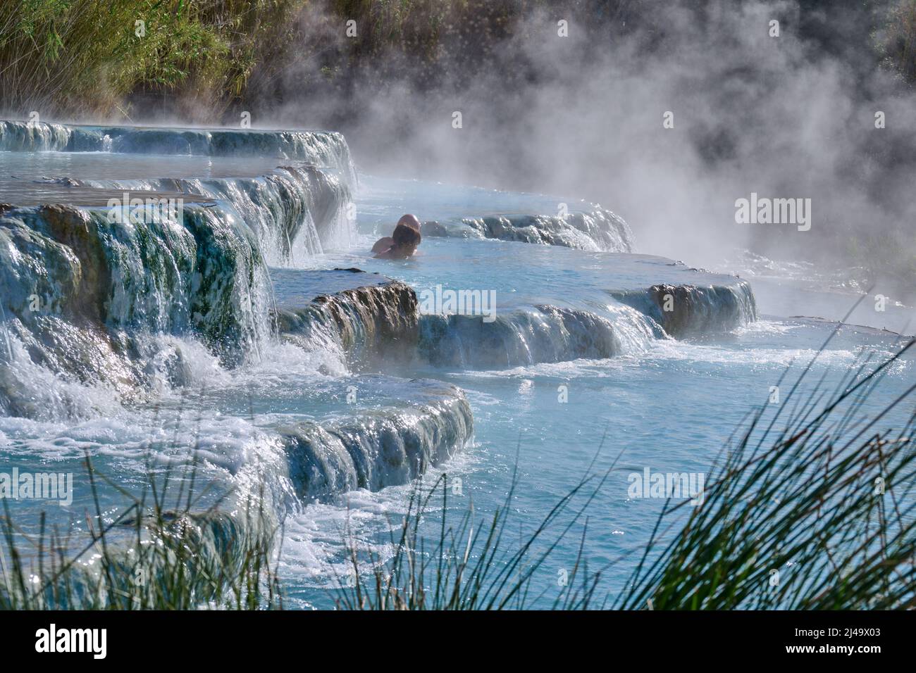 Cascate del Mulino di Saturnia, Toskana, Italien Stockfoto