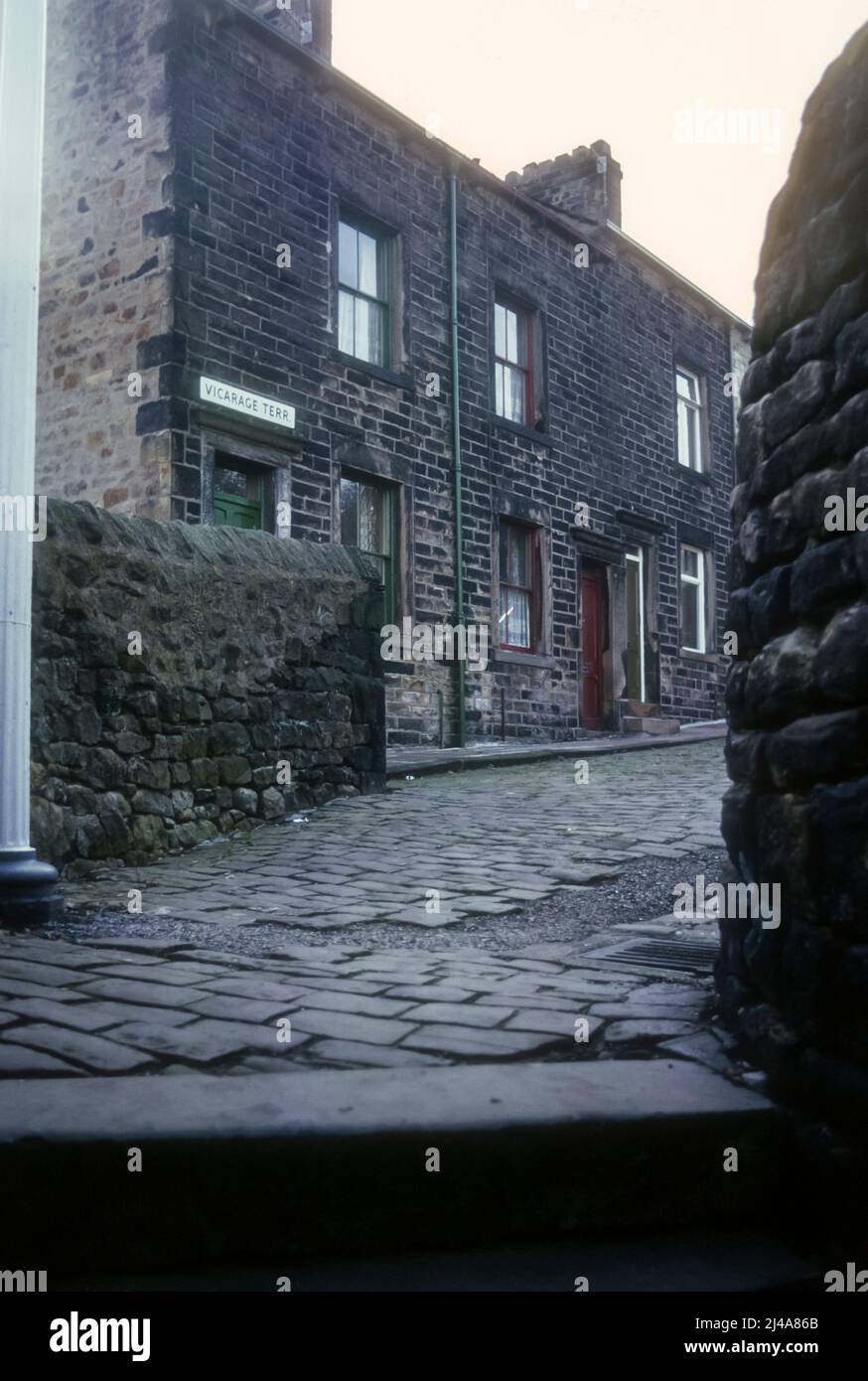 1975 Archivfoto von Vicarage Terrace, Lancaster. Stockfoto