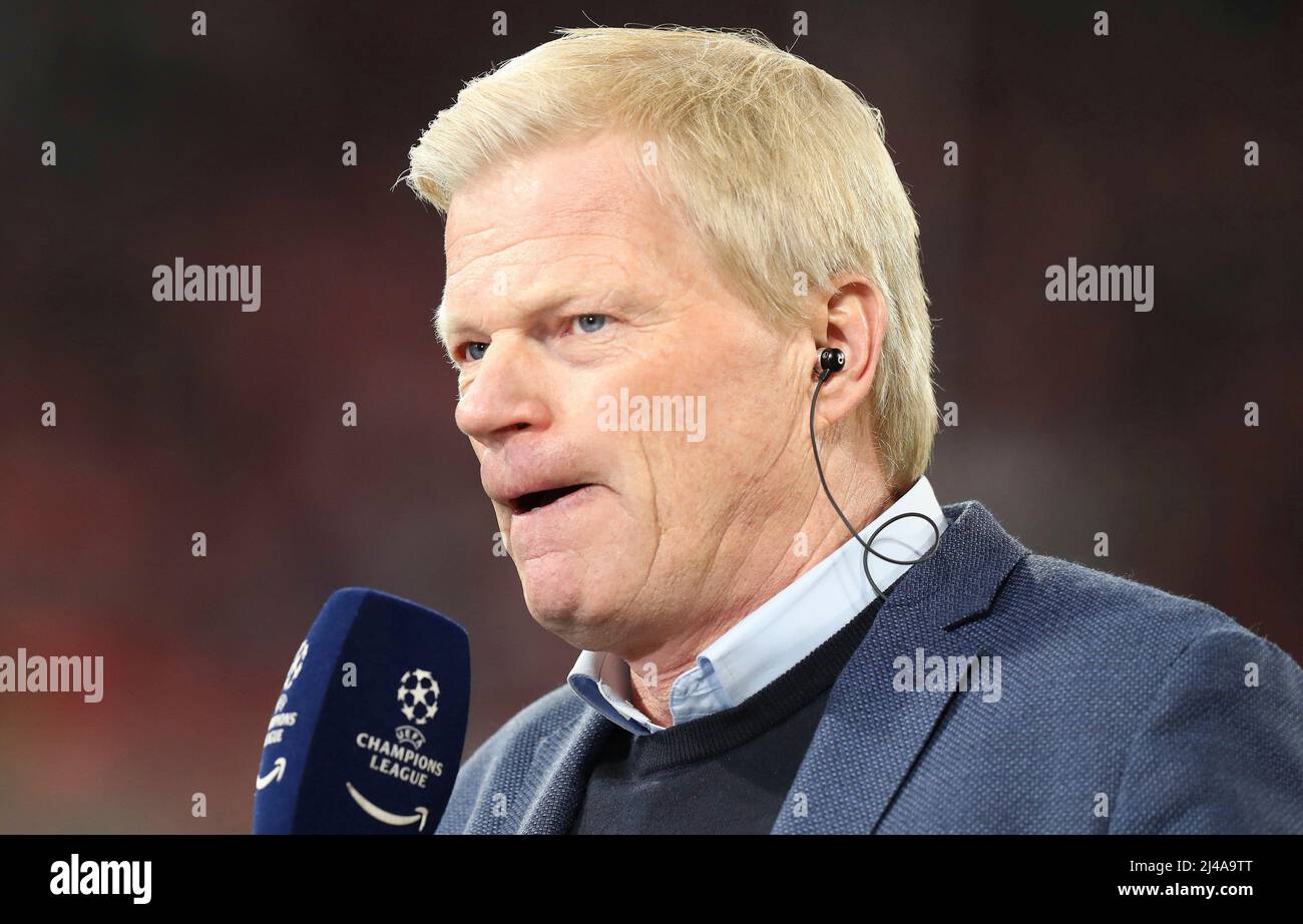 Ein Interview. 12. Apr, 2022. firo: 12.. April 2022, Fuvuball, UEFA Champions League, CL, CHL, Saison 2021/2022, Viertelfinale, Rückspiel FC Bayern Mvºnchen, München - Villarreal CF Oliver Kahn, Portrait, im Interview. Kredit: dpa/Alamy Live Nachrichten Stockfoto