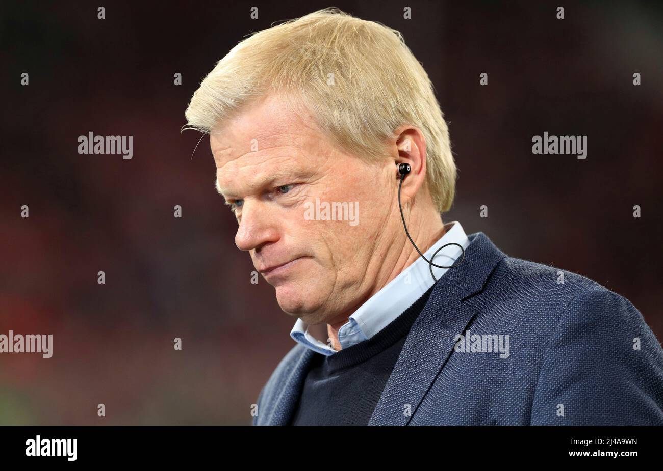 Ein Interview. 12. Apr, 2022. firo: 12.. April 2022, Fuvuball, UEFA Champions League, CL, CHL, Saison 2021/2022, Viertelfinale, Rückspiel FC Bayern Mvºnchen, München - Villarreal CF Oliver Kahn, Portrait, im Interview. Kredit: dpa/Alamy Live Nachrichten Stockfoto