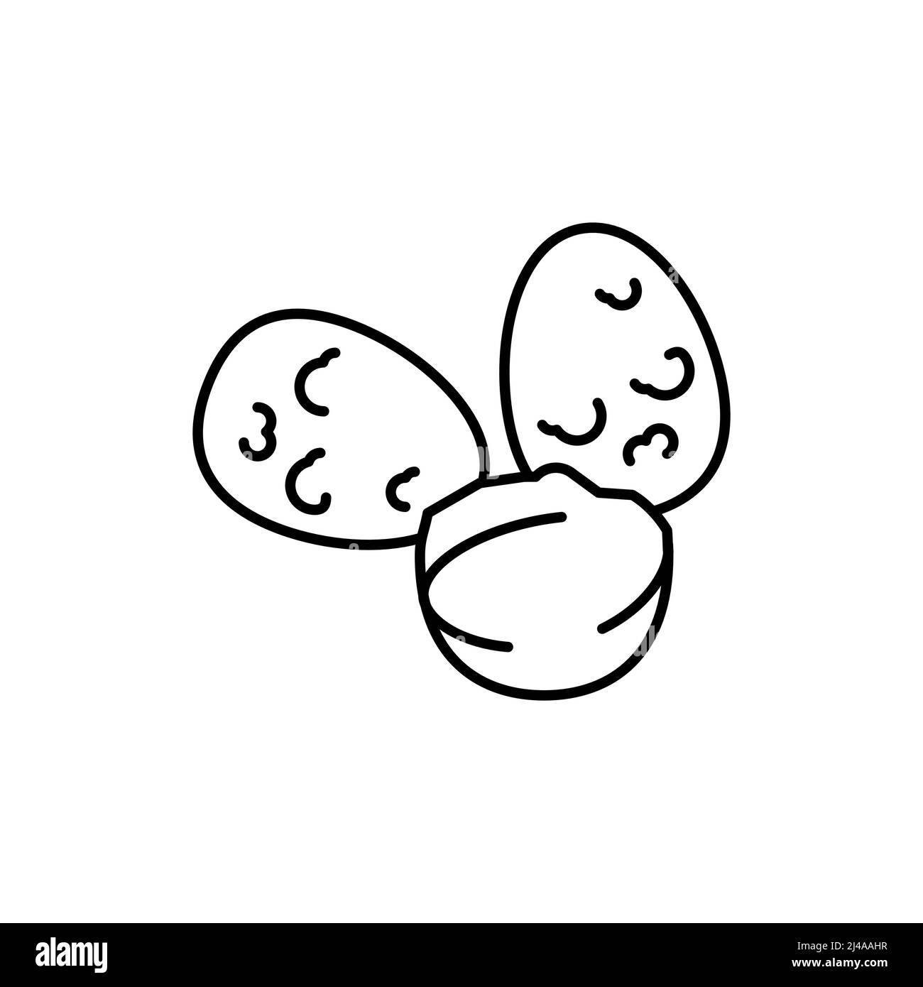 Wachteleier Farbliniensymbol. Schneiden von Fleisch. Stock Vektor