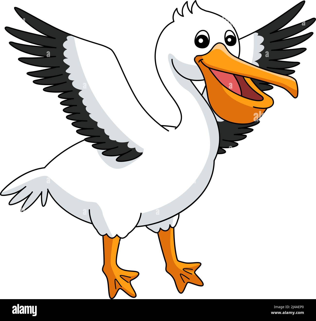 Pelican Animal Cartoon Coloured Clipart Stock Vektor