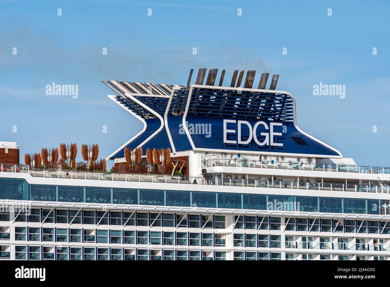 Celebrity Edge ist ein Edge-Klasse-Kreuzschiff, das von Celebrity Cruises - Mai 2019 betrieben wird. Stockfoto