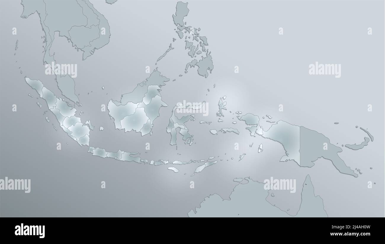 Indonesia Karte und Flagge, administrative Teilung, trennt Regionen, Design Glaskarte 3D, leer Stockfoto