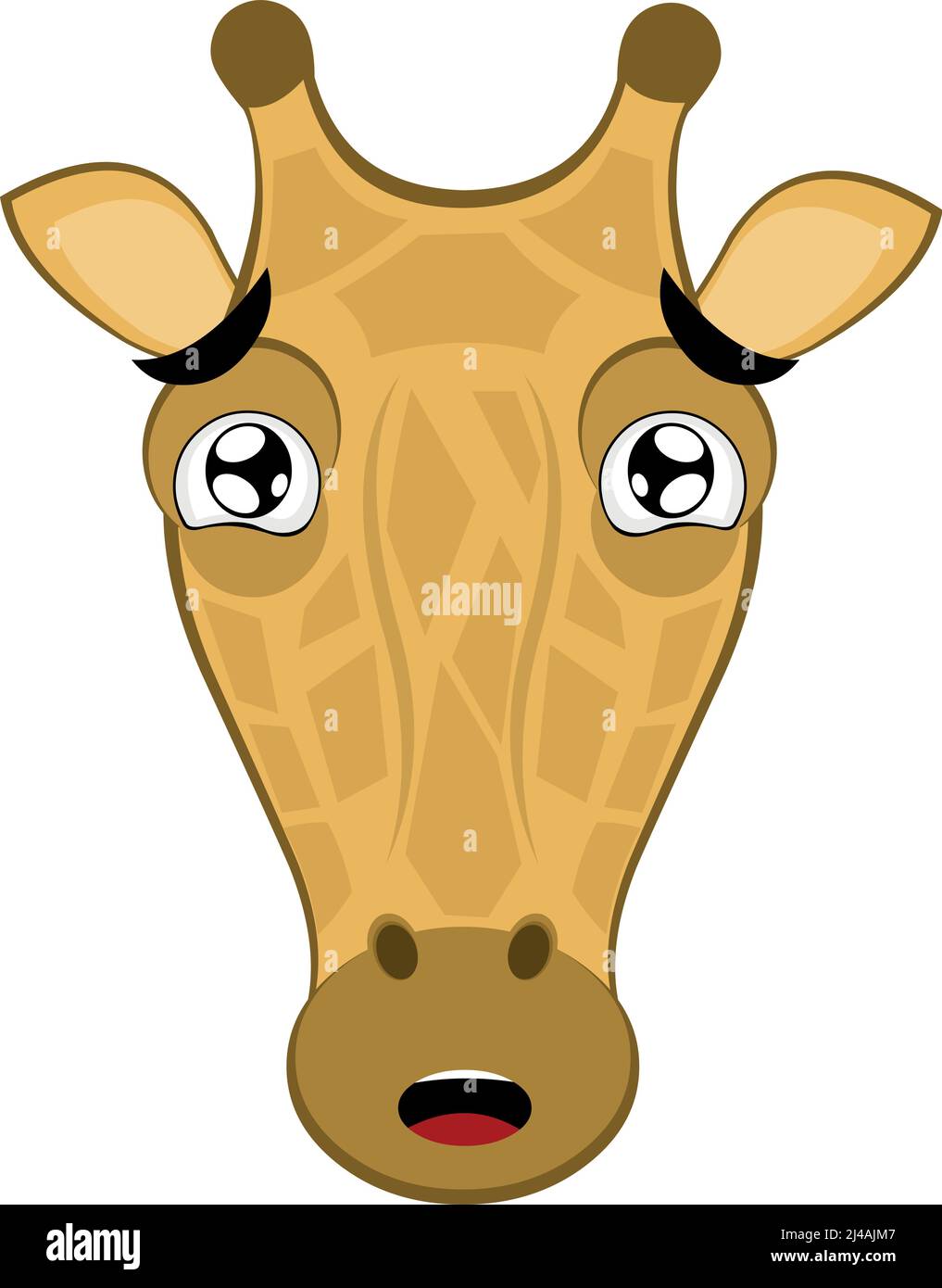 Vektor-Illustration des Gesichts einer Cartoon-Giraffe mit einem traurigen und verpeinlichen Ausdruck Stock Vektor