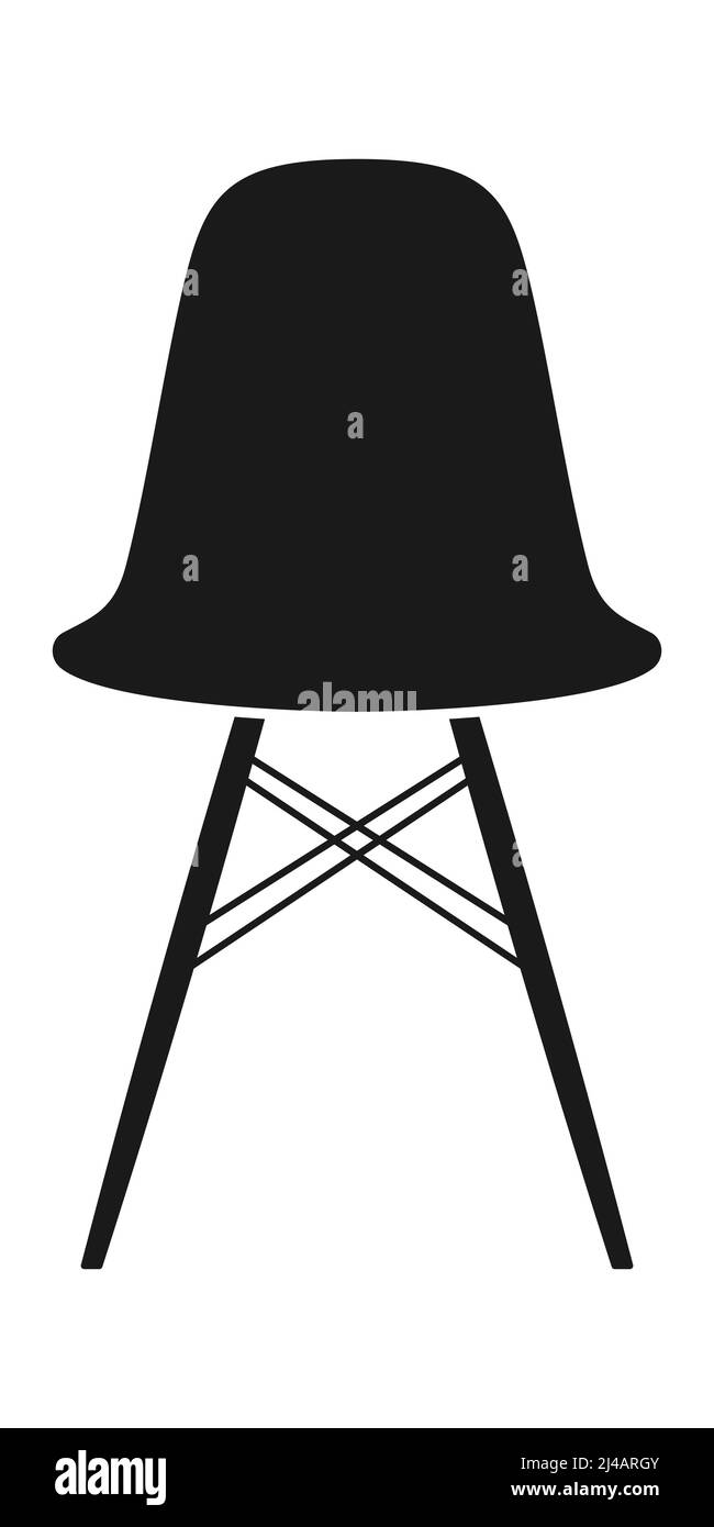 Minimalistisches Design Stuhl schwarz Vektor-Symbol, isoliert auf weißem Hintergrund. Stock Vektor