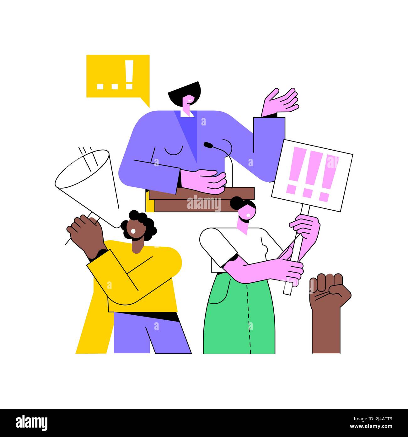 Partizipation von Frauen abstrakte Konzept Vektor Illustration. Gleichstellungsrechte, politische Teilhabe von Frauen, Sprecherin, Demokratie, erfolgreiche Präsentation abstrakte Metapher. Stock Vektor