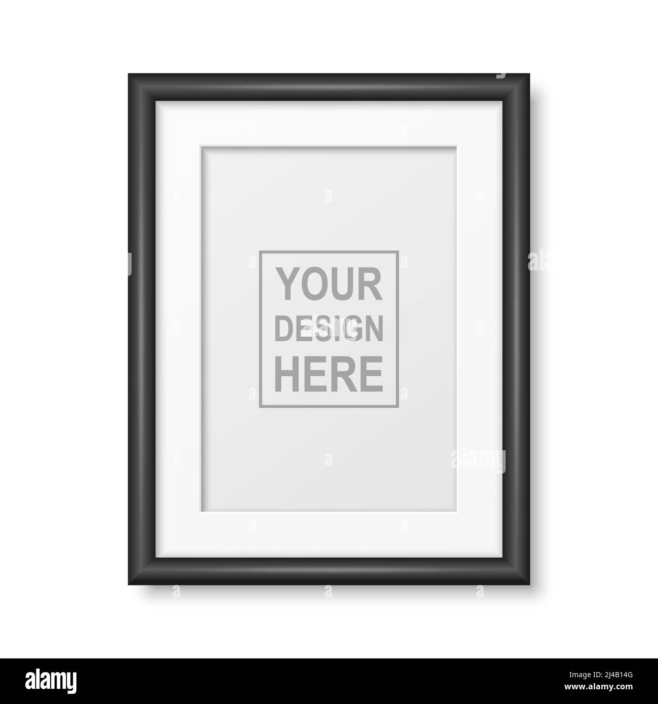 Vector 3D realistisch Schwarz Kunststoff oder Holz A4 einfach modern Frame isoliert. Design-Vorlage für Foto, Bilderrahmen für Mockup, Präsentationen. Vektor Stock Vektor